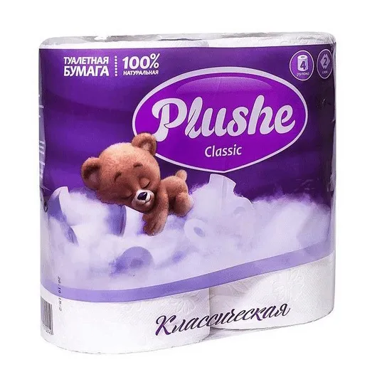 Туалетная бумага Plushe Классик 2сл 4шт Белая
