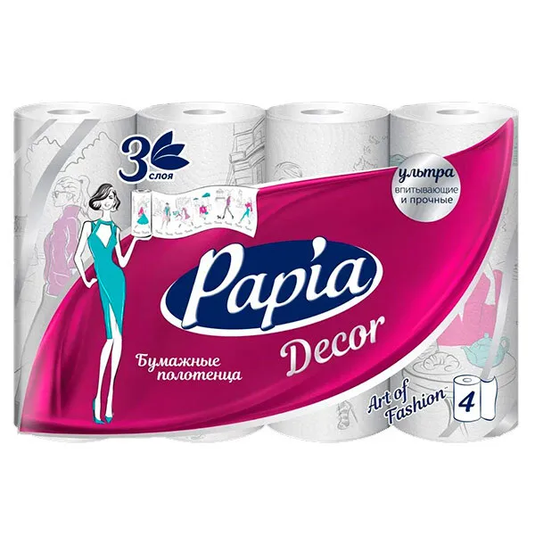 Полотенца бумажные Papia Decor 3сл 4рул