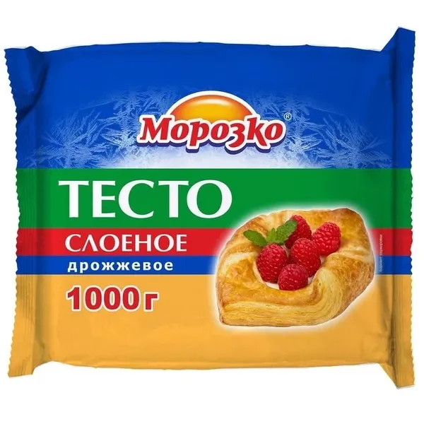 Тесто слоеное Морозко дрожжевое в пластах 1000г