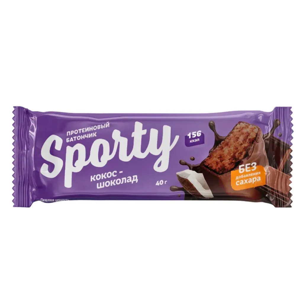Батончик Sporty протеиновый Кокос Шоколад 40г