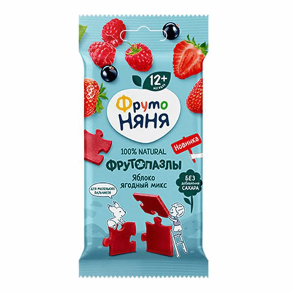 Фруктовые пазлы ФрутоНяня из яблок клубники малины и черной смородины 20г