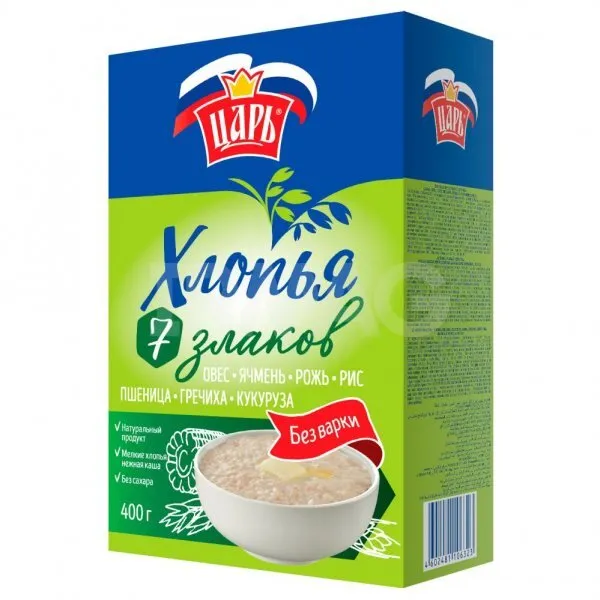 Хлопья Царь 7 злаков Без варки 400г