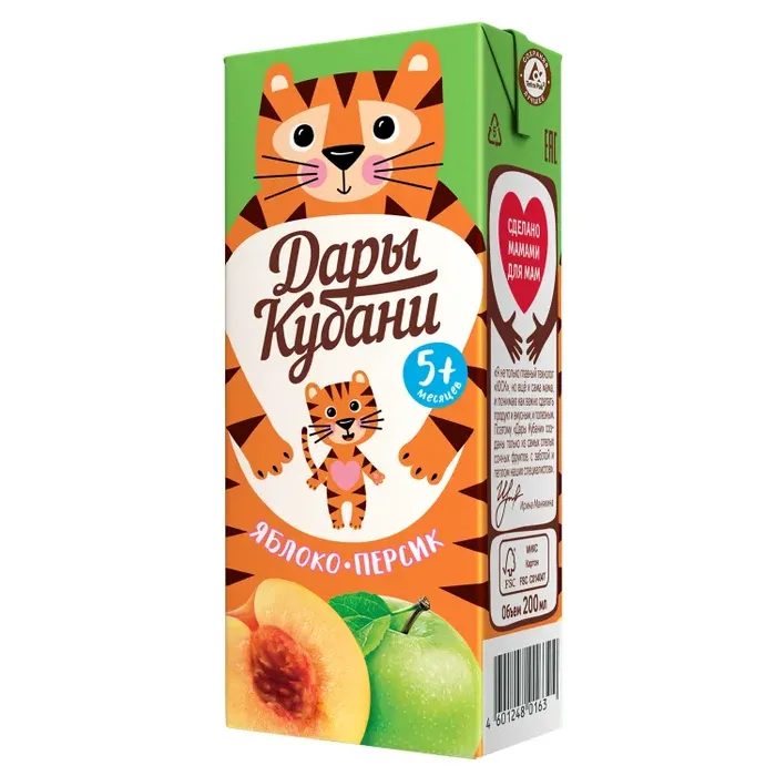 Нектар Дары Кубани 0,2л Яблоко персик