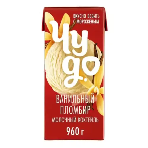 Коктейль молочный Чудо 2% тетра/пак Ваниль пломбир 950г