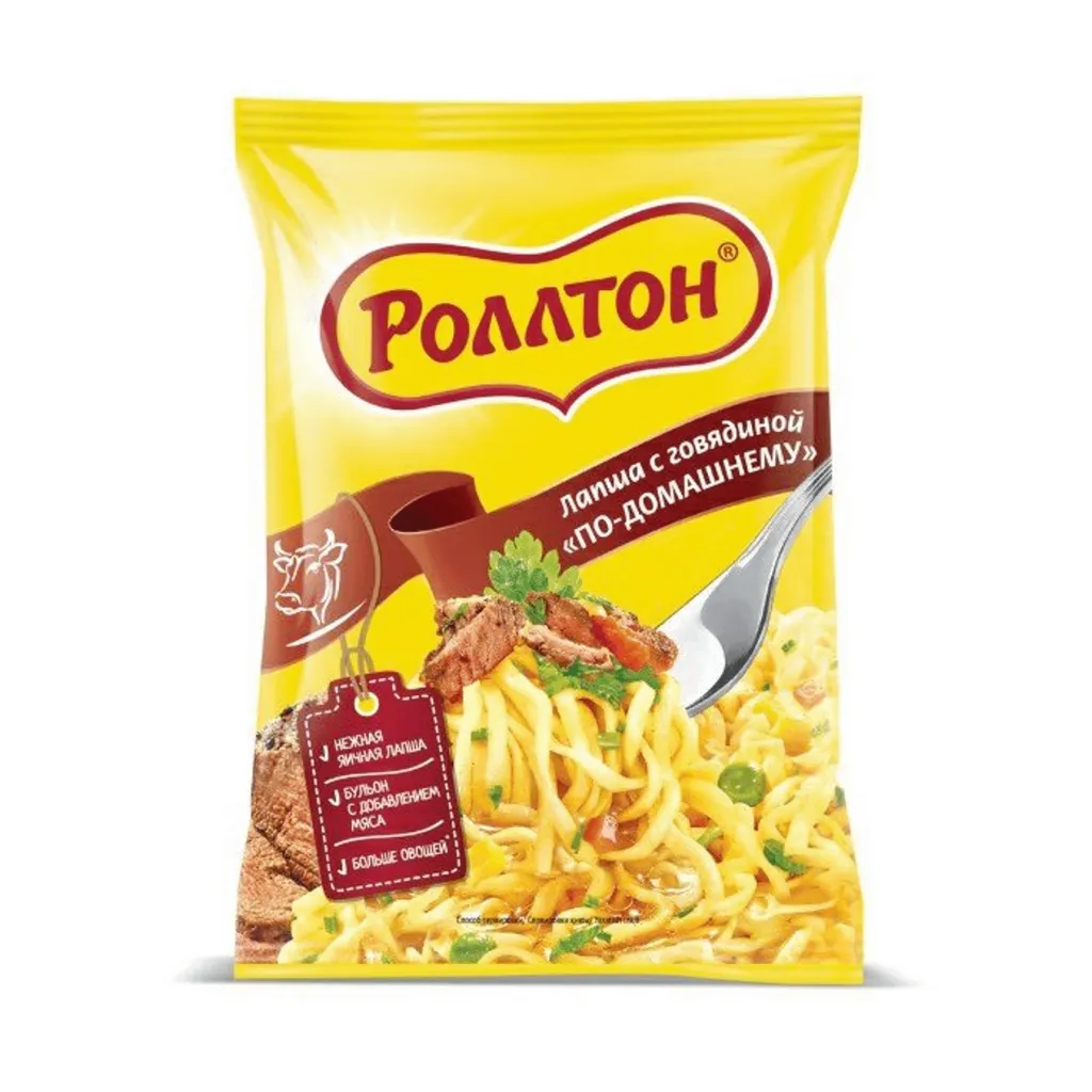 Лапша Роллтон с говядиной по домашнему пакет 85г