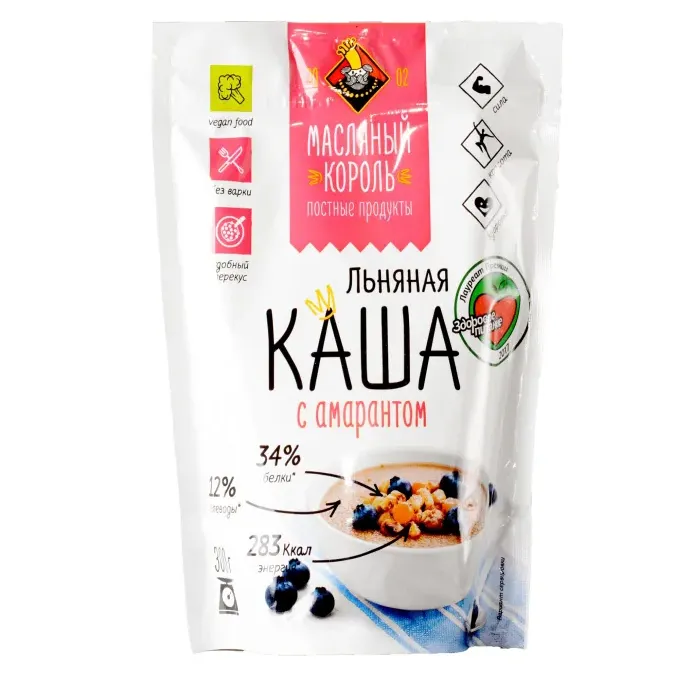 Каша Масляный Король льняная с амарантом д/п 300г
