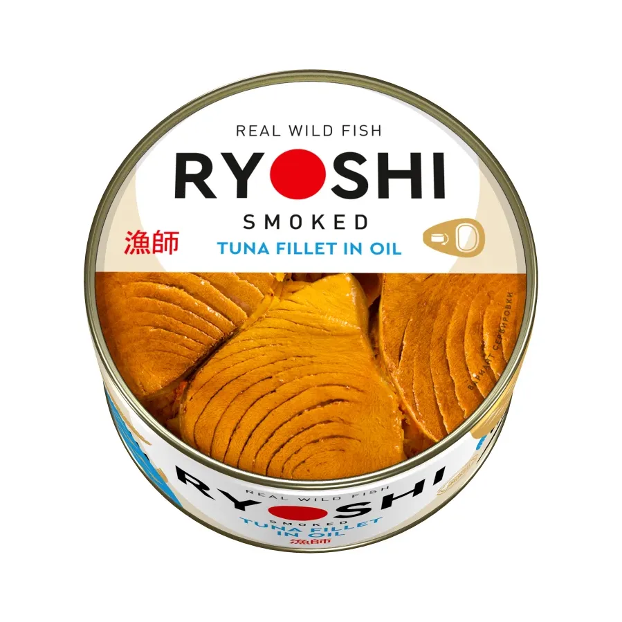 Тунец Барс Ryoshi полосатый копченый в масле ж/б  ключ 185 г