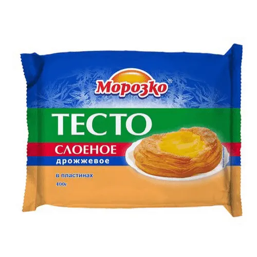 Тесто слоеное Морозко дрожжевое пласт 400г