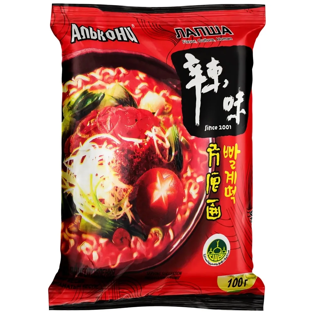 Лапша Алькони Красная Китайская с говядиной острая м/у 100г