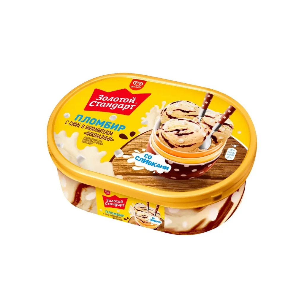 Мороженое Золотой стандарт Суфле в шоколаде контейн 475г