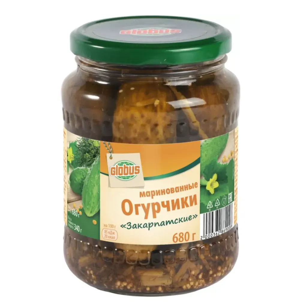 Огурчики маринованные Globus Закарпатские 680г