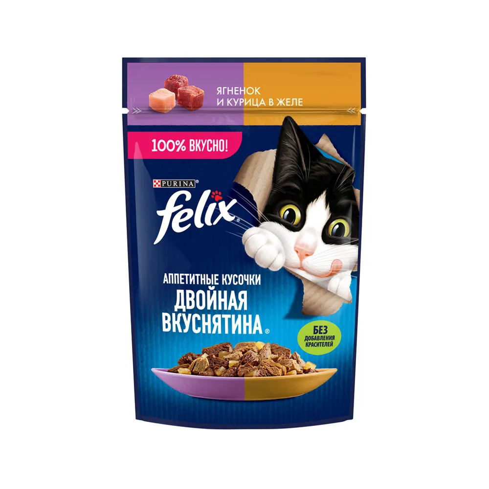 Корм Felix двойной вкус ягн/кур 75 г