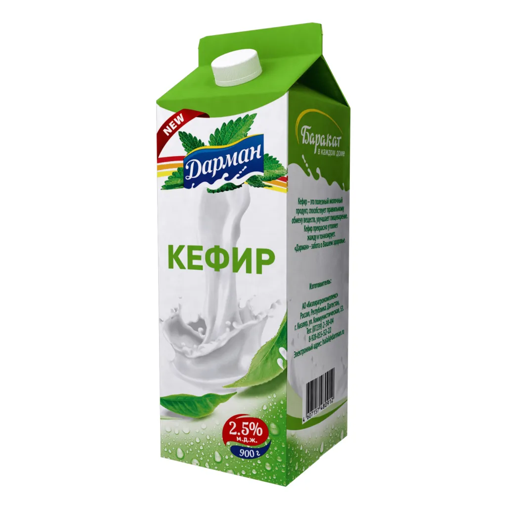 Кефир Дарман жирн 2.5% п/пак 900г