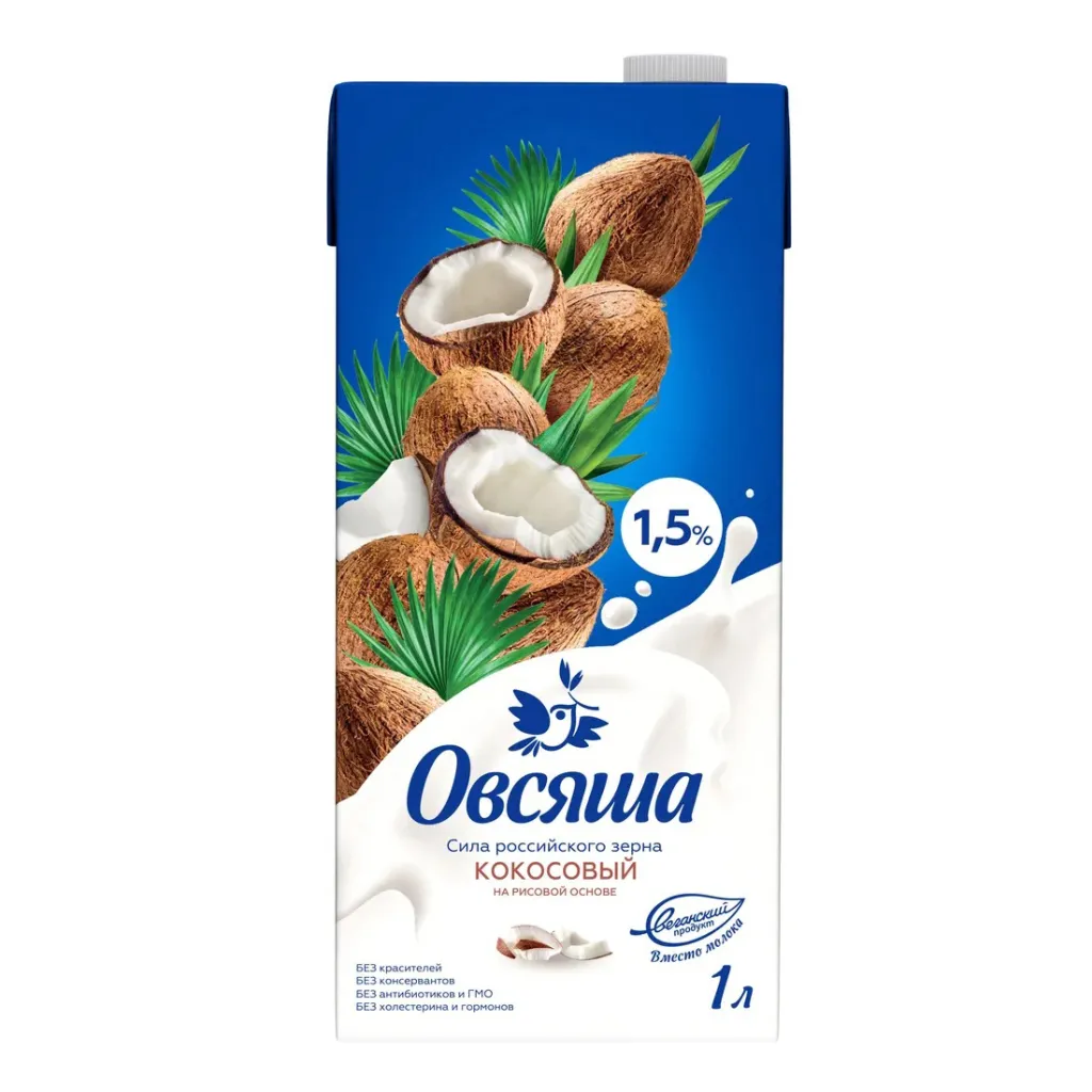 Напиток Овсяша овсяный кокосовый 1,5% 1л