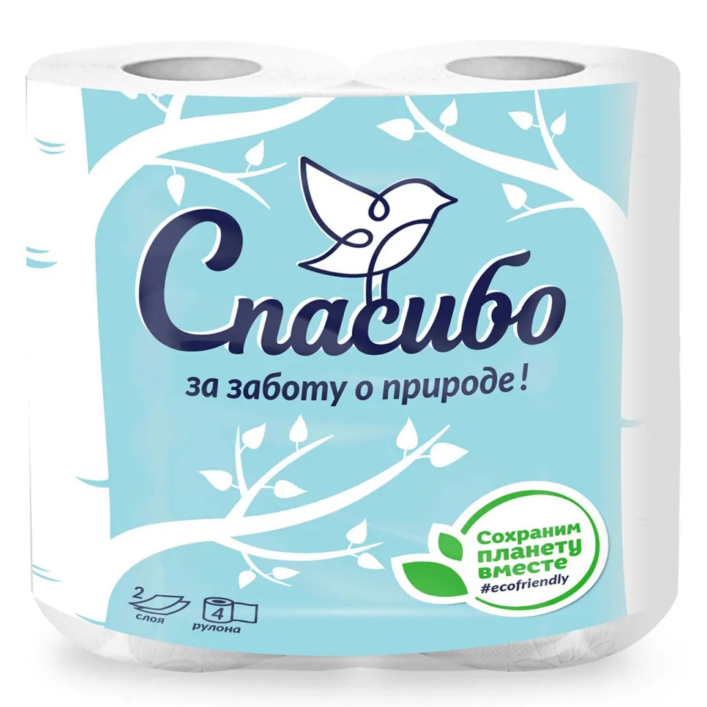 Туалетная бумага  Plushe Спасибо за заботу о природе 2сл 4рул