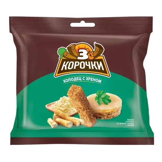 Сухарики Три Корочки ржаные холодец с хреном 100г