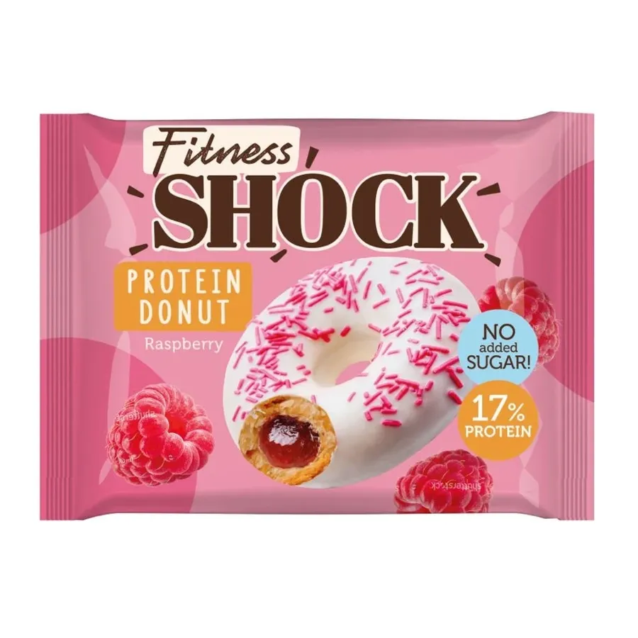 Донат глазированный FitnesShock с малиновой начинкой 70г