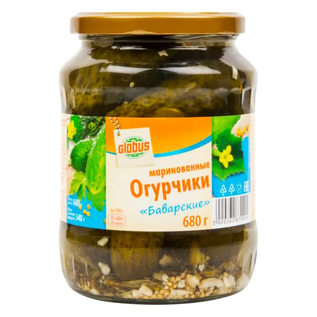 Огурчики маринованные Globus Баварские 680г