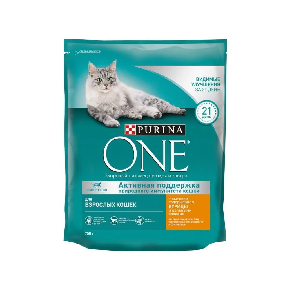Корм сухой Purina ONE для взрослых кошек Курица цел злаки 750 г