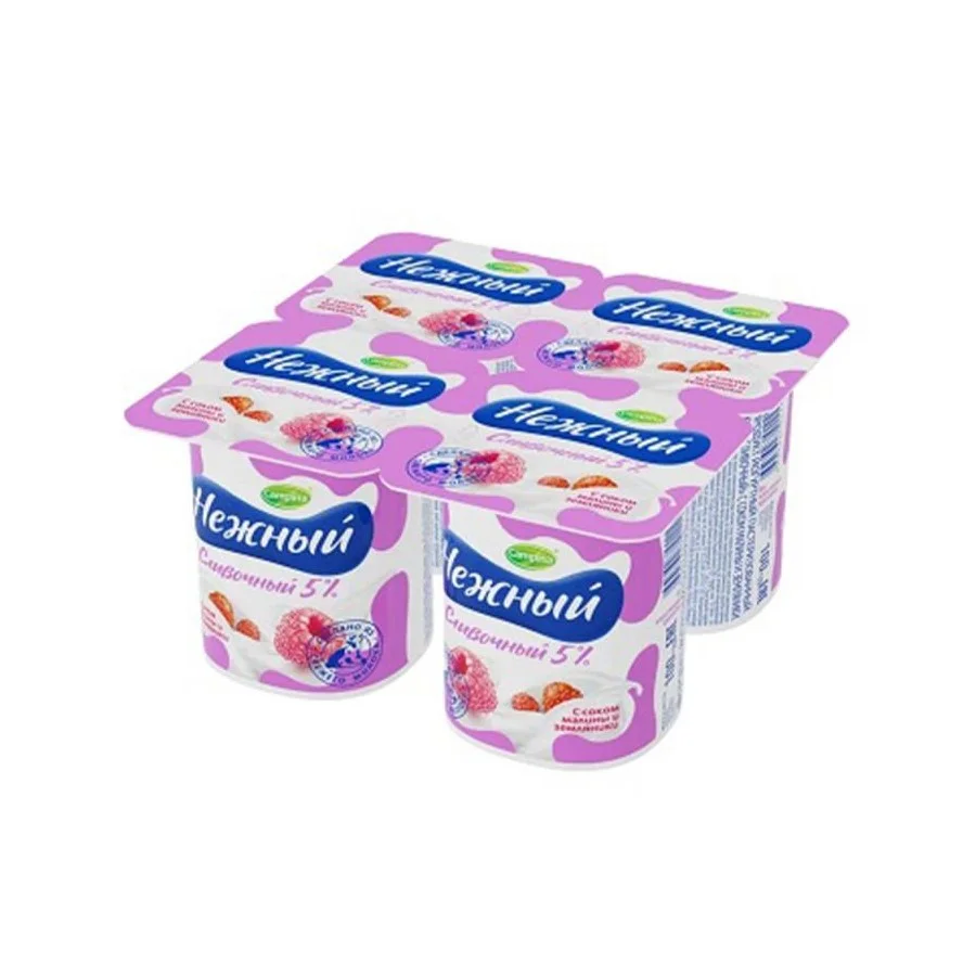 Йогуртный продукт Нежный слив 5% с соком Малинв-Земляники 100г