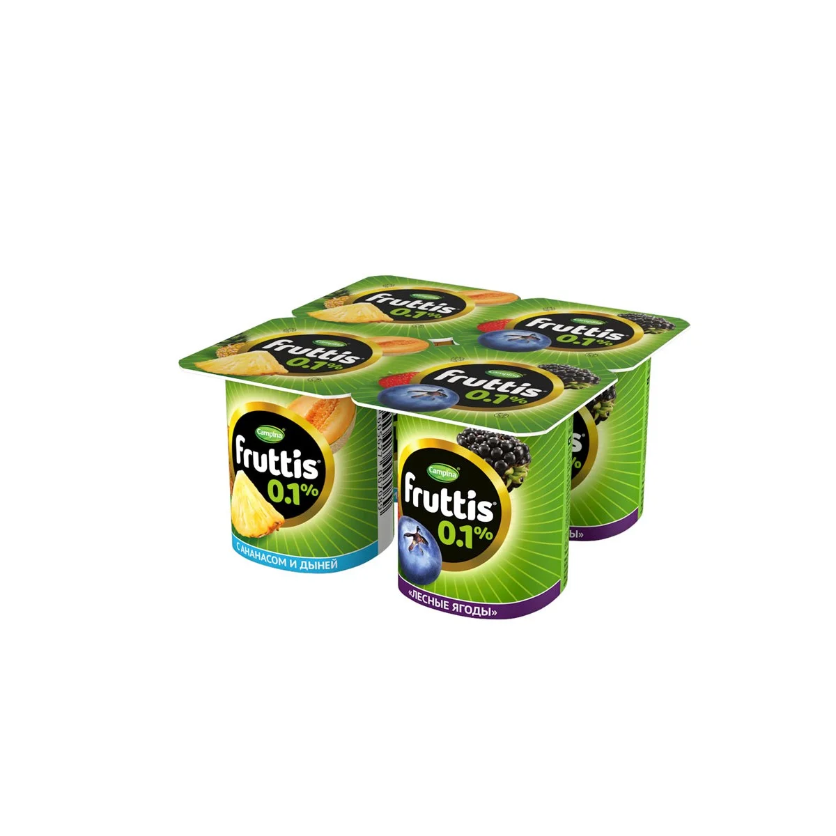 Йогуртный продукт Фруттис 0.1%  Лесн ягоды ананас дыня 110г