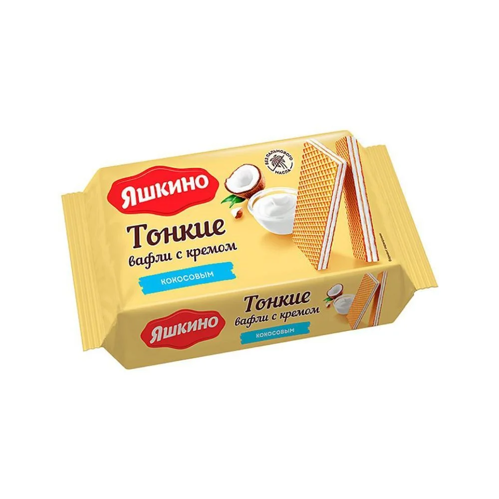Вафли Яшкино тонкие кокосовый крем 144 г