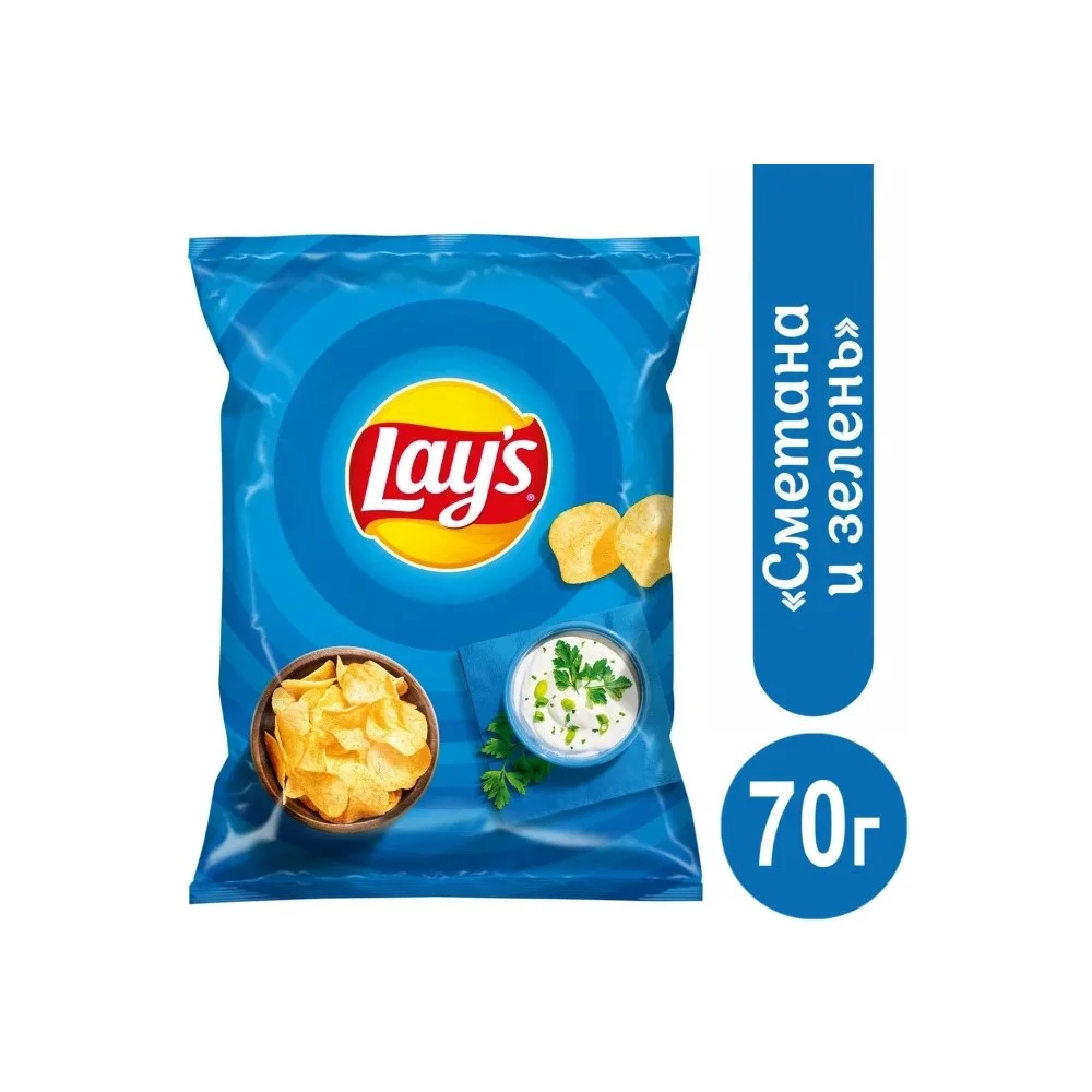 Чипсы Лейс Сметана Зелень 70 г