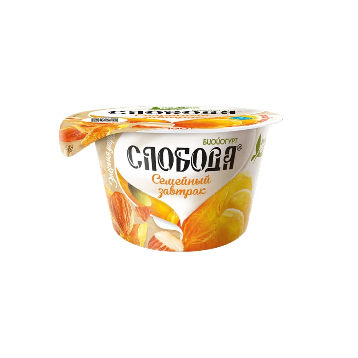 Биойогурт Слобода Семейный завтрак 5%  Мюсли Яблоки Мандарин Орех 190г