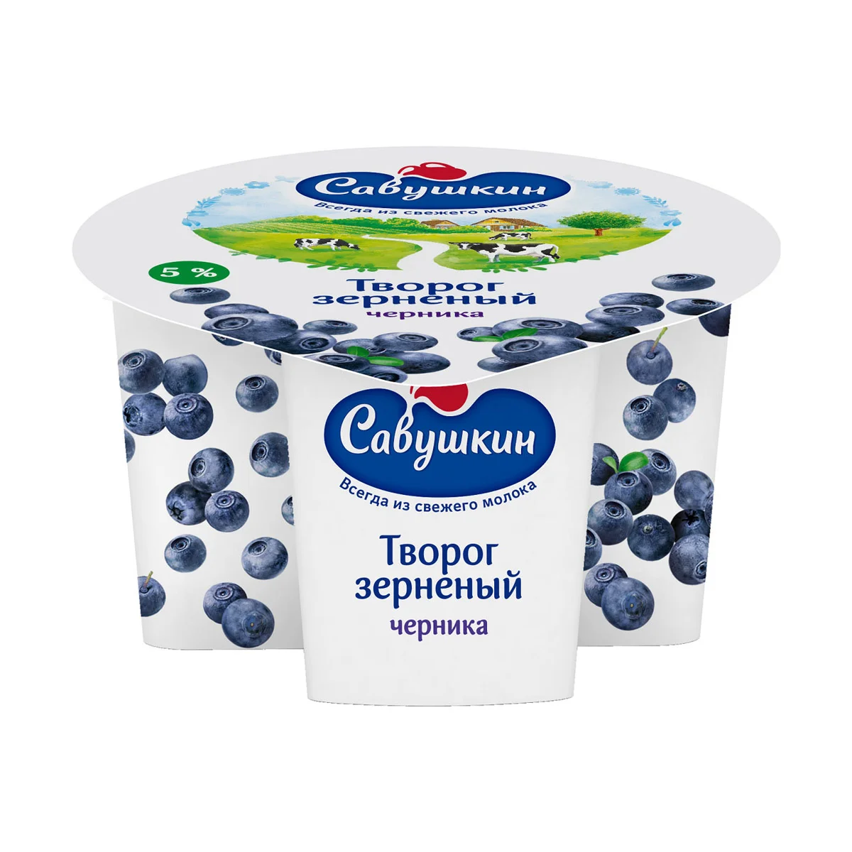 Творог Савушкин 5% зерненый черника 130г