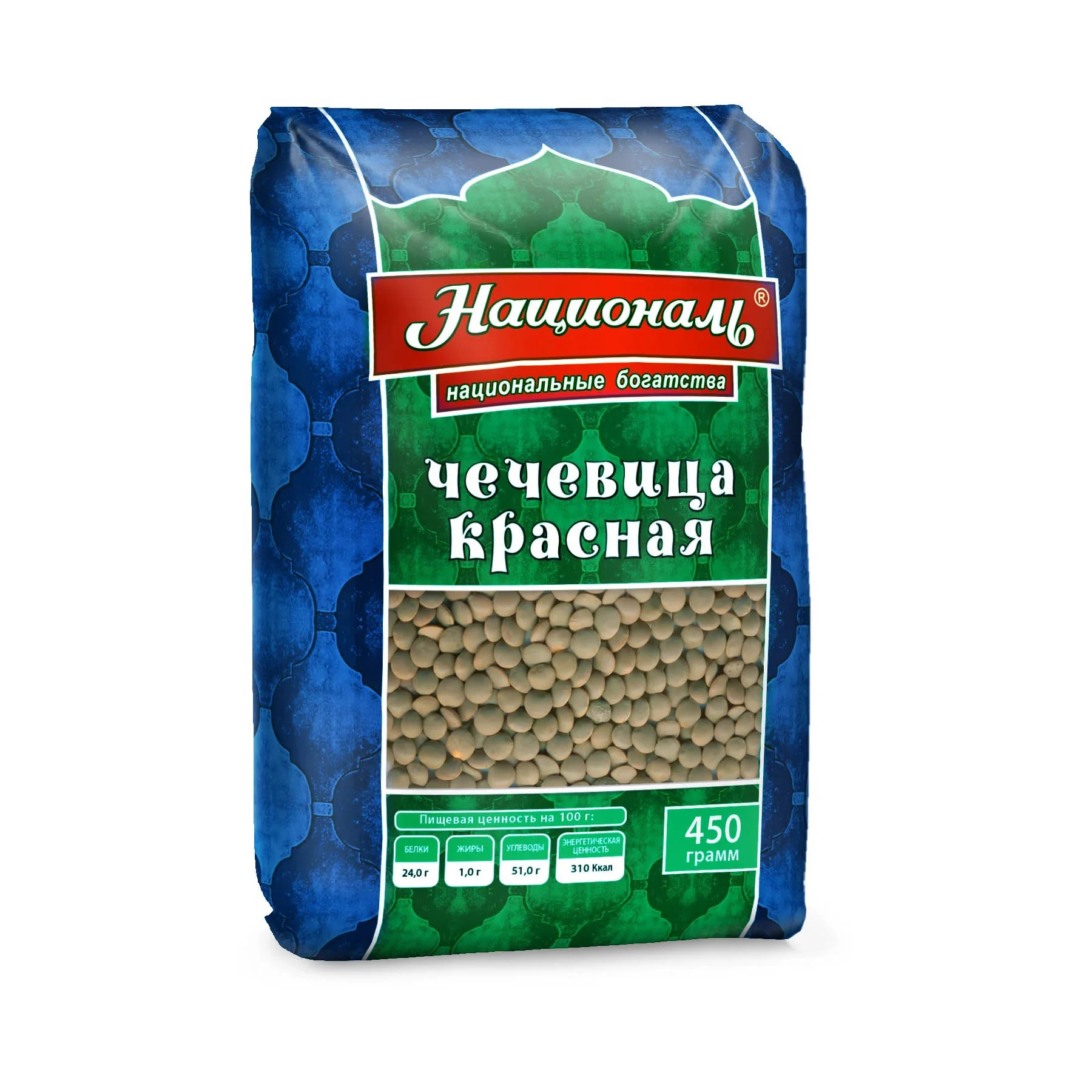 Крупа Националь Чечевица красная 450г