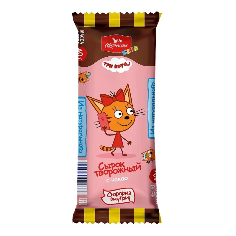 Сырок Три Кота творожный 16%  с какао 40 г