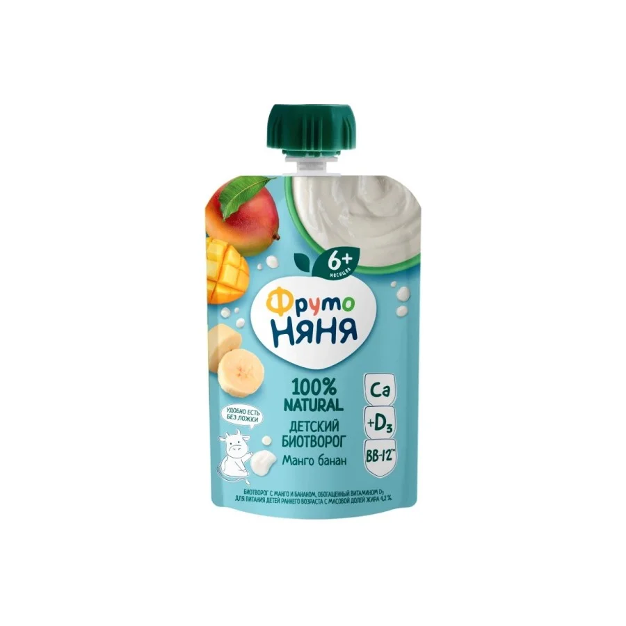 Биотворог ФрутоНяня 4.2%  манго с бананом пауч 90 г