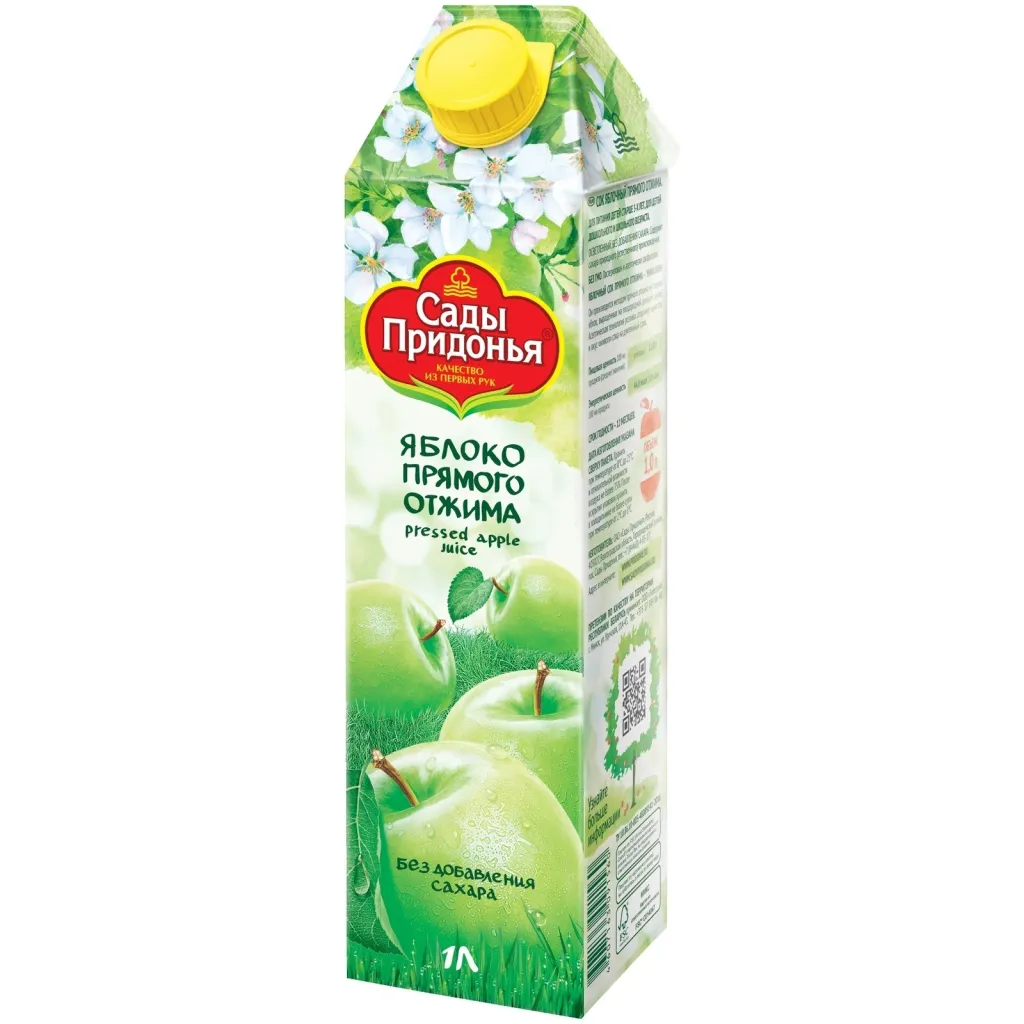 Сок Сады Придонья 1л яблочный прямого отжима без сахара