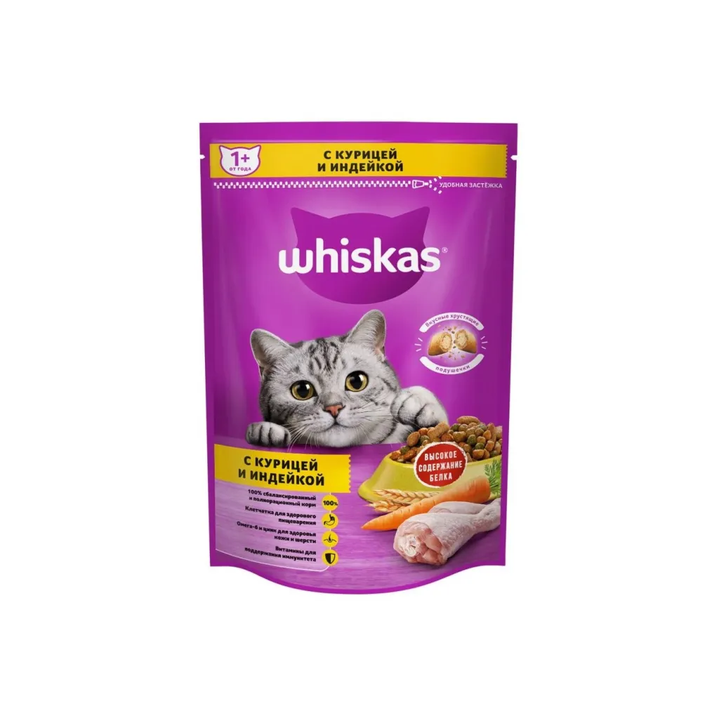 Корм Вискас подушечки Курица Индейка 350г