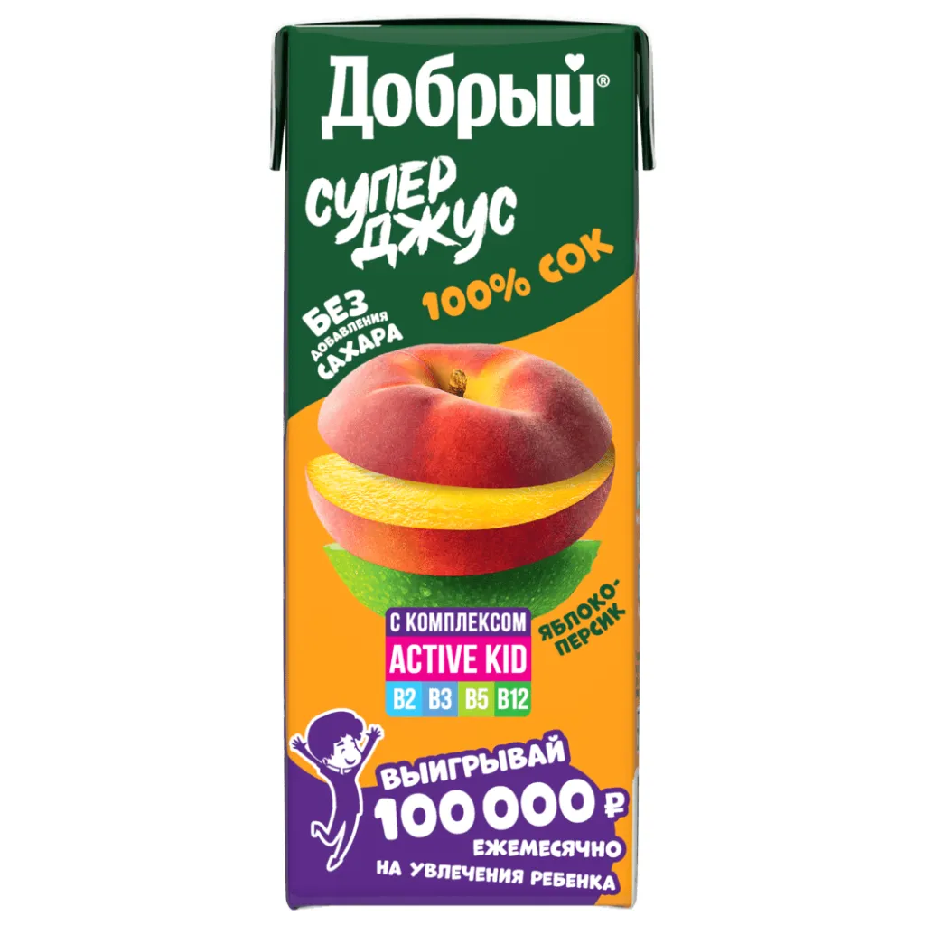 Нектар Добрый 0,2л Яблоко персик
