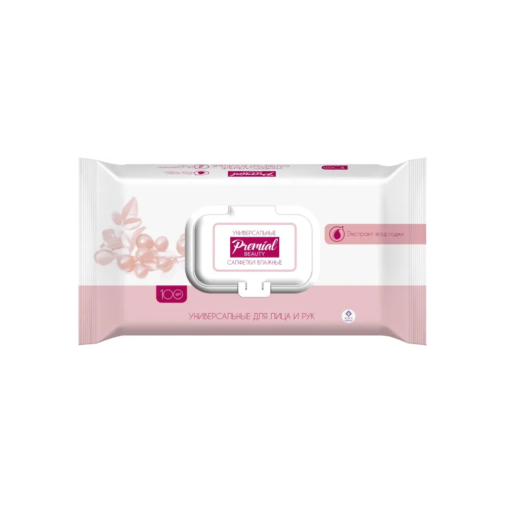 Салфетки влажные Premial Натурал с экстрактом ягод годжи 100шт