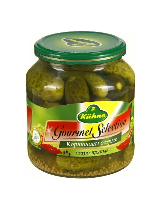 Корнишоны Kuhne острые ст/б 530 г