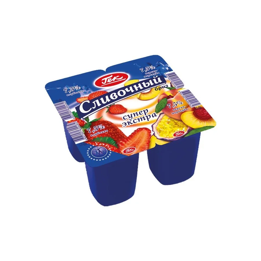 Йогуртный продукт Гек 7.5% клубника персик маракуйя 100г