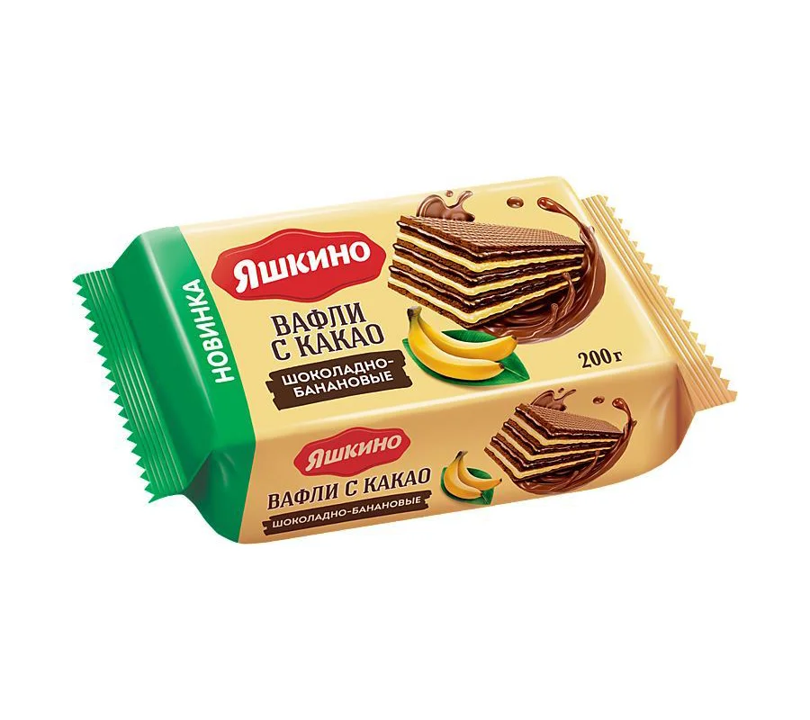 Вафли Яшкино тонкие шоколад банан 200 г