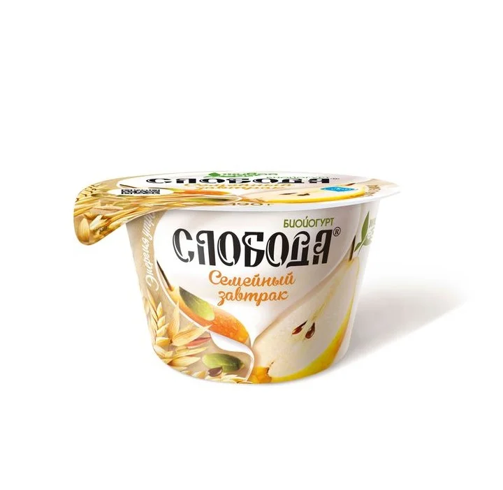 Биойогурт Слобода Семейный завтрак 5%  Груша Злаки Лен 190г