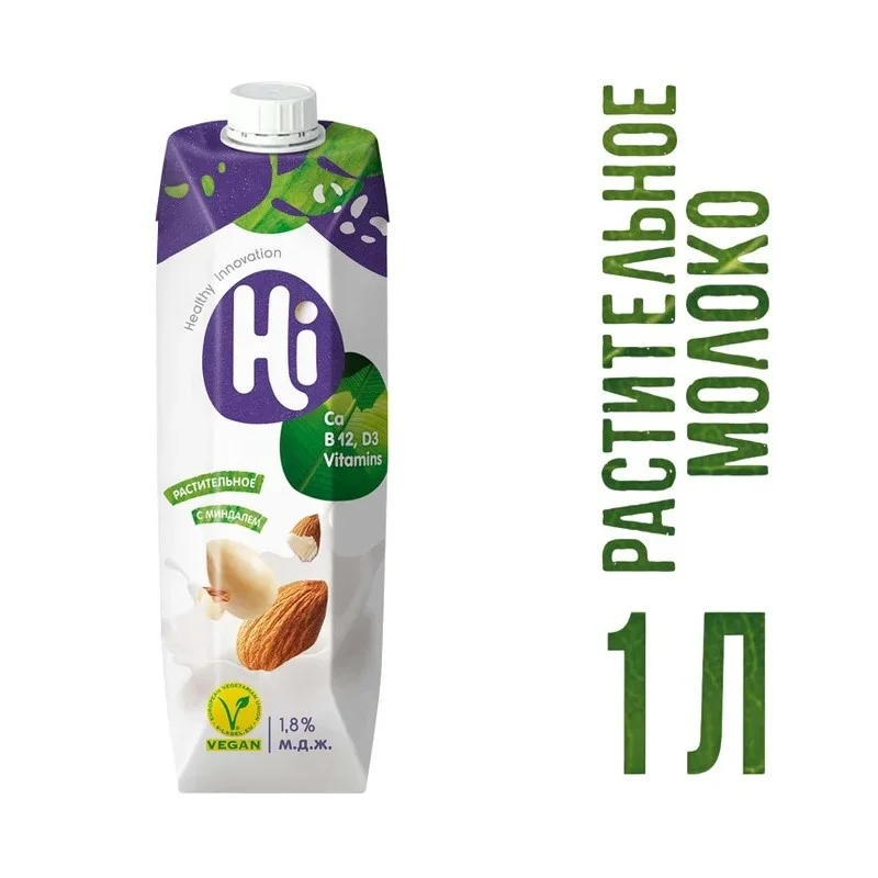 Напиток Hi соевый с миндалем 1,8% 1л