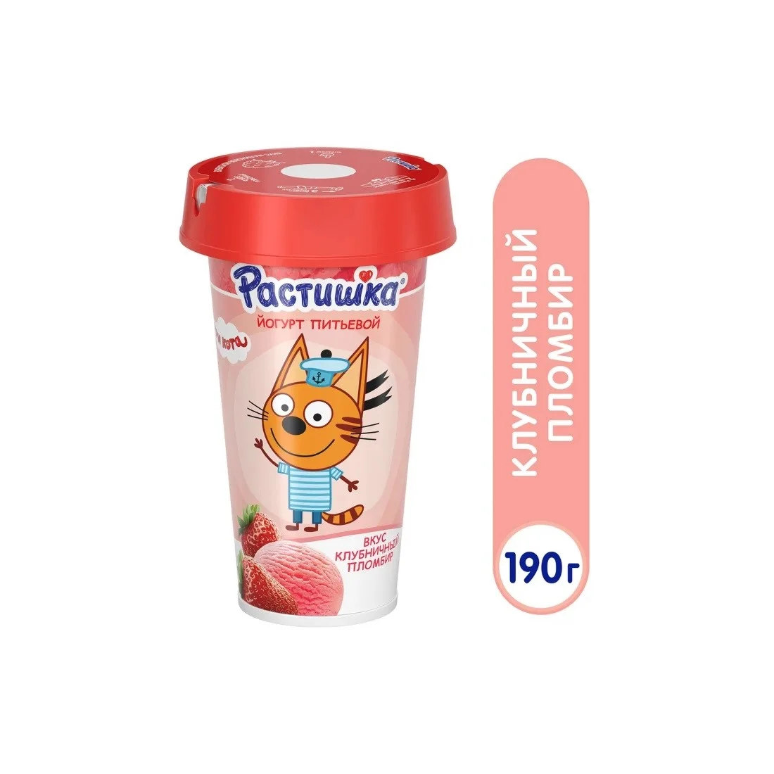 Йогурт питьевой Растишка 2.8%  Клубничный пломбир 190 г