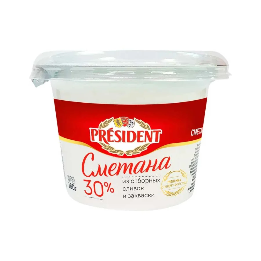 Сметана Президент 30% 180г