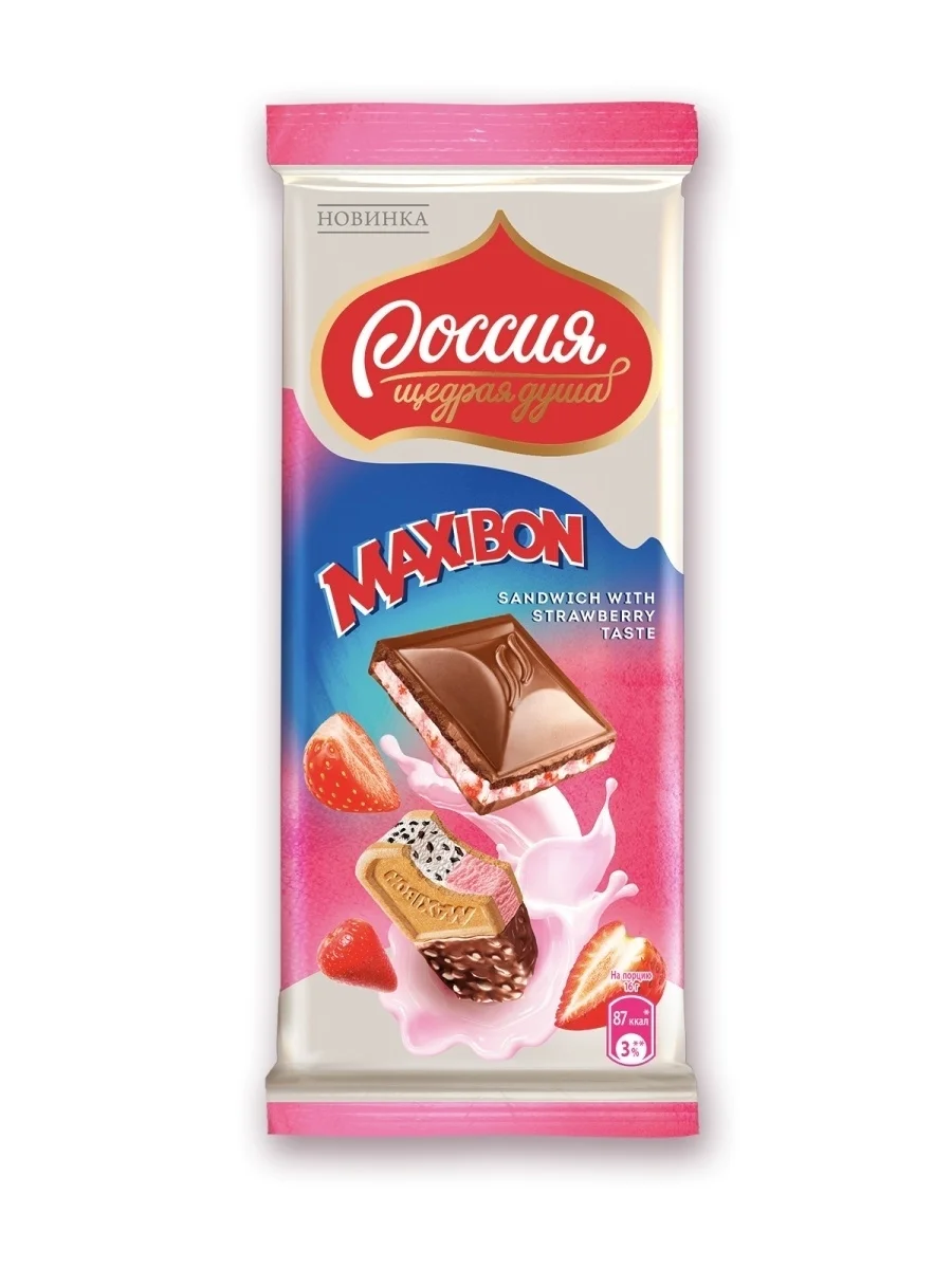 Шоколад Россия молочный Клубничный максибон