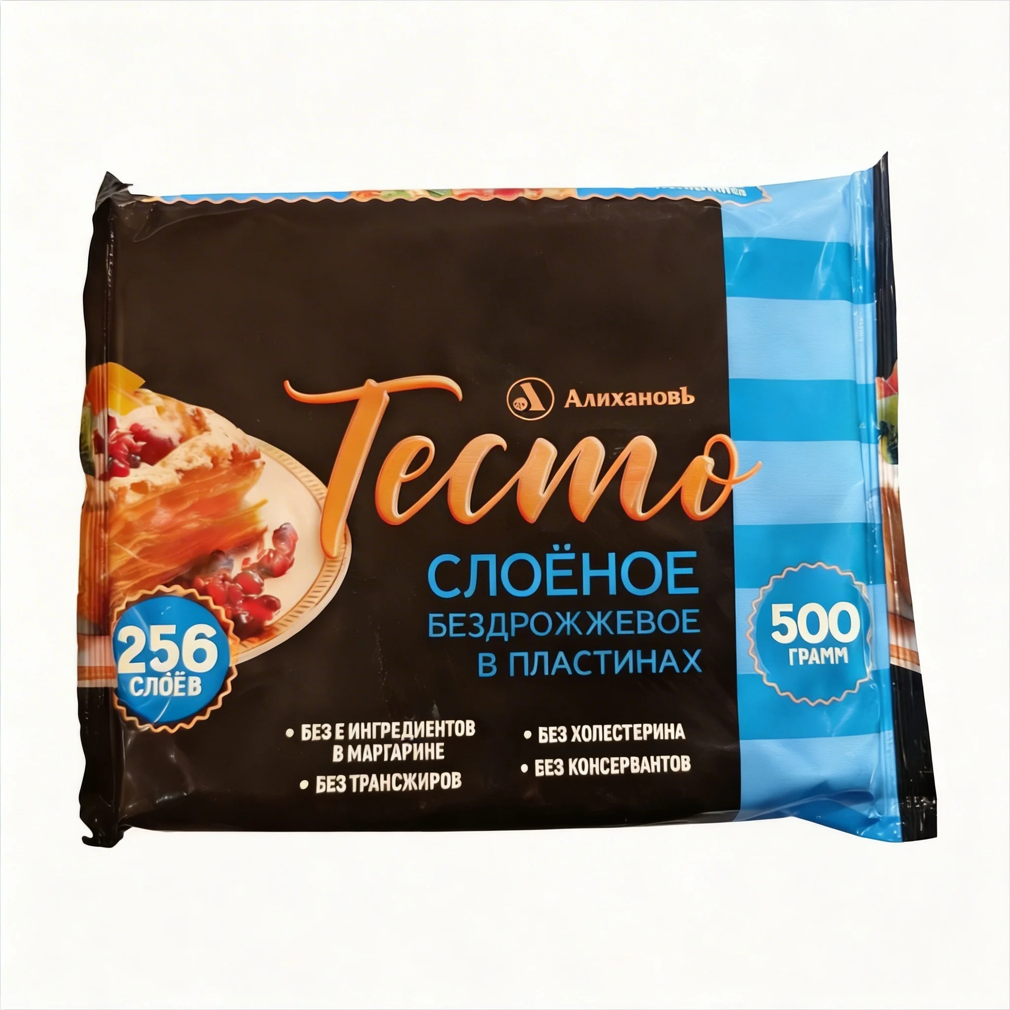 Тесто слоеное Алихановъ пластины бездрожжевое 500г