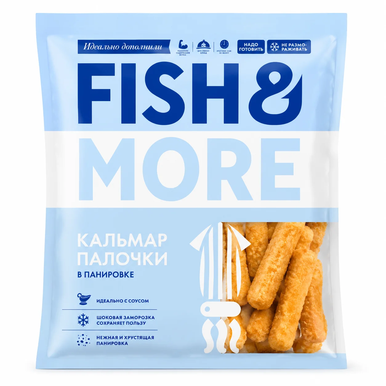 Кальмар палочки в панировке заморож Fish & More 0,5кг