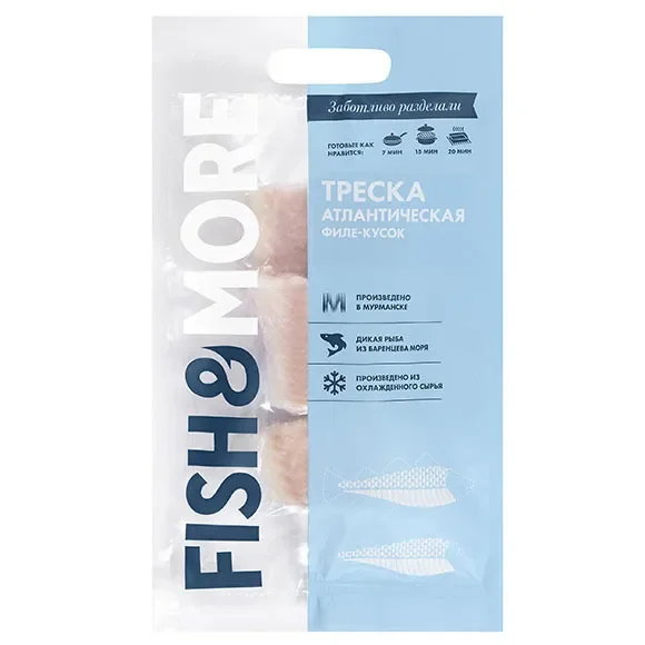 Филе трески атлантич заморож кубик Fish & More 0,4кг