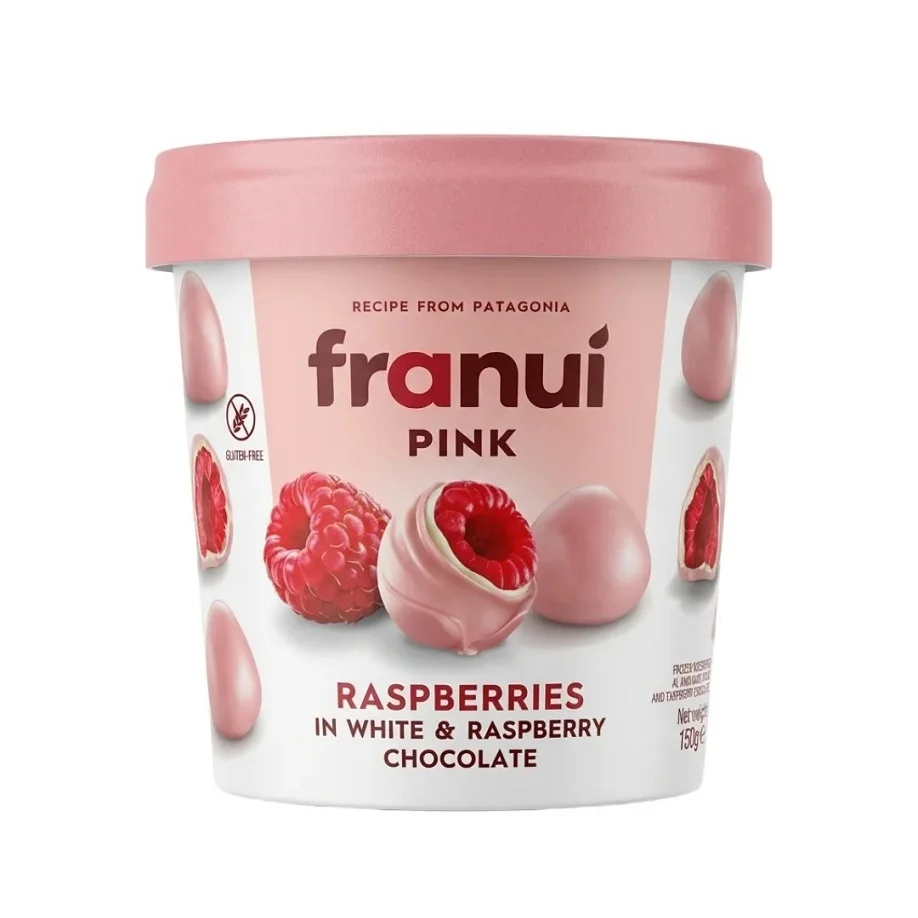 Испанская малина Franui в белом и розовом шоколаде 150 г