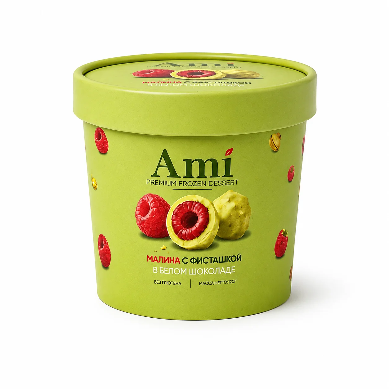 Ami Малина с фисташкой в белом шоколаде